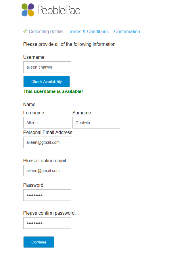 Alumni Account collecting details